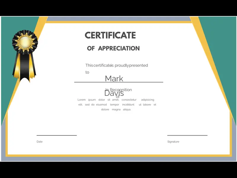Snapshot of Certificate of Appreciation Template