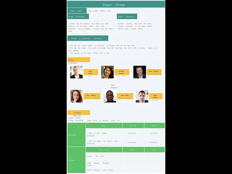 Snapshot of IT Project Charter