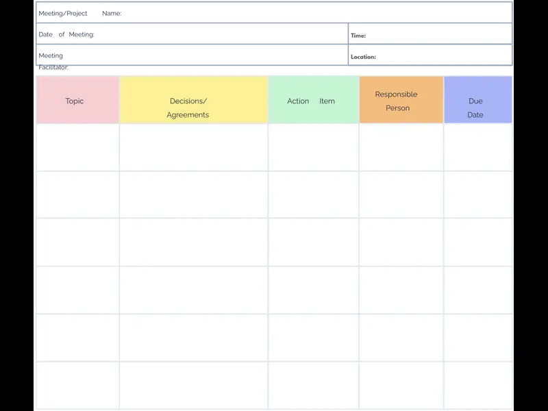 Snapshot of Meeting Notes Template