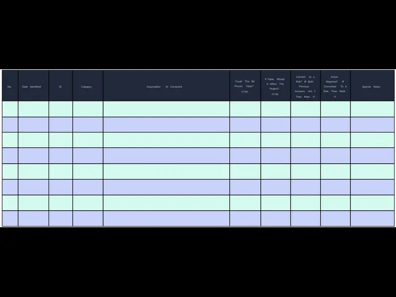 Snapshot of Assumption & Constraint Analysis Template