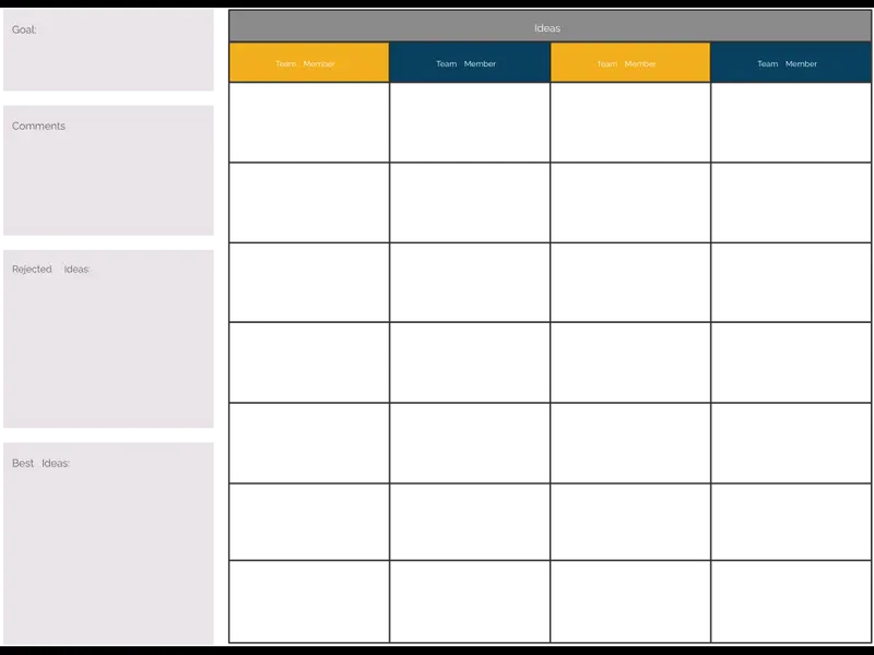 Snapshot of Idea Board Template
