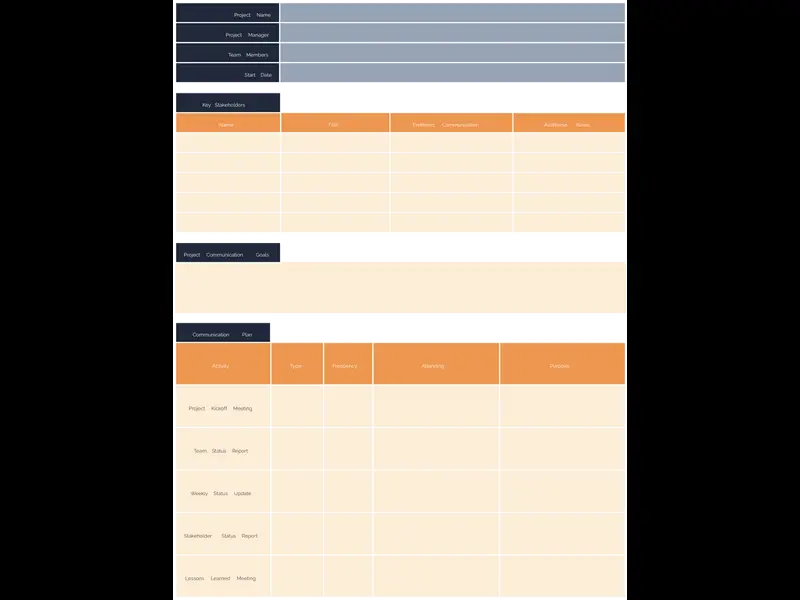 Snapshot of Project Communications Plan Template