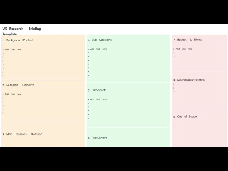 Snapshot of UX Research Briefing Template