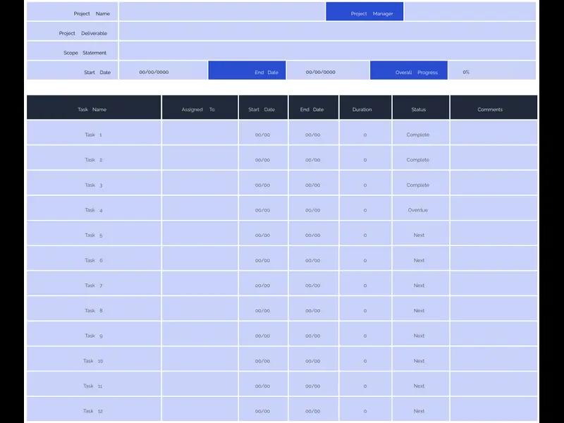 Snapshot of Project Plan Template