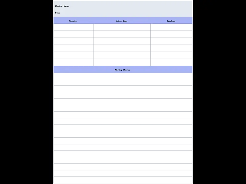 Snapshot of Meeting Minutes Template