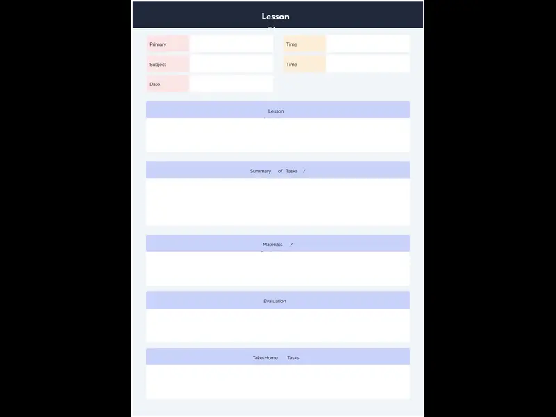 Snapshot of Lesson Plan Template