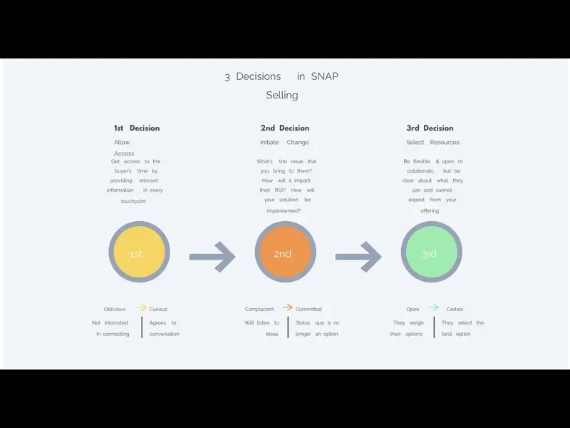 Snapshot of 3 Decisions in SNAP Selling Template