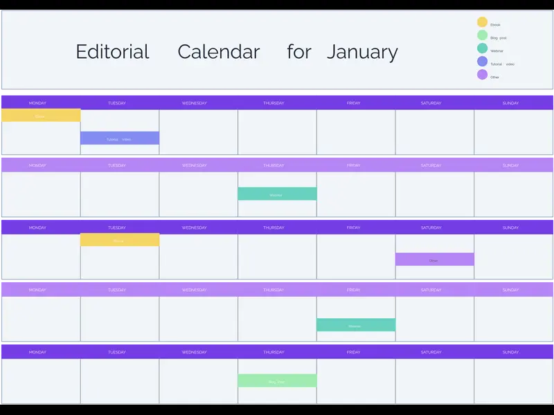 Snapshot of Social Media Editorial Calendar Template